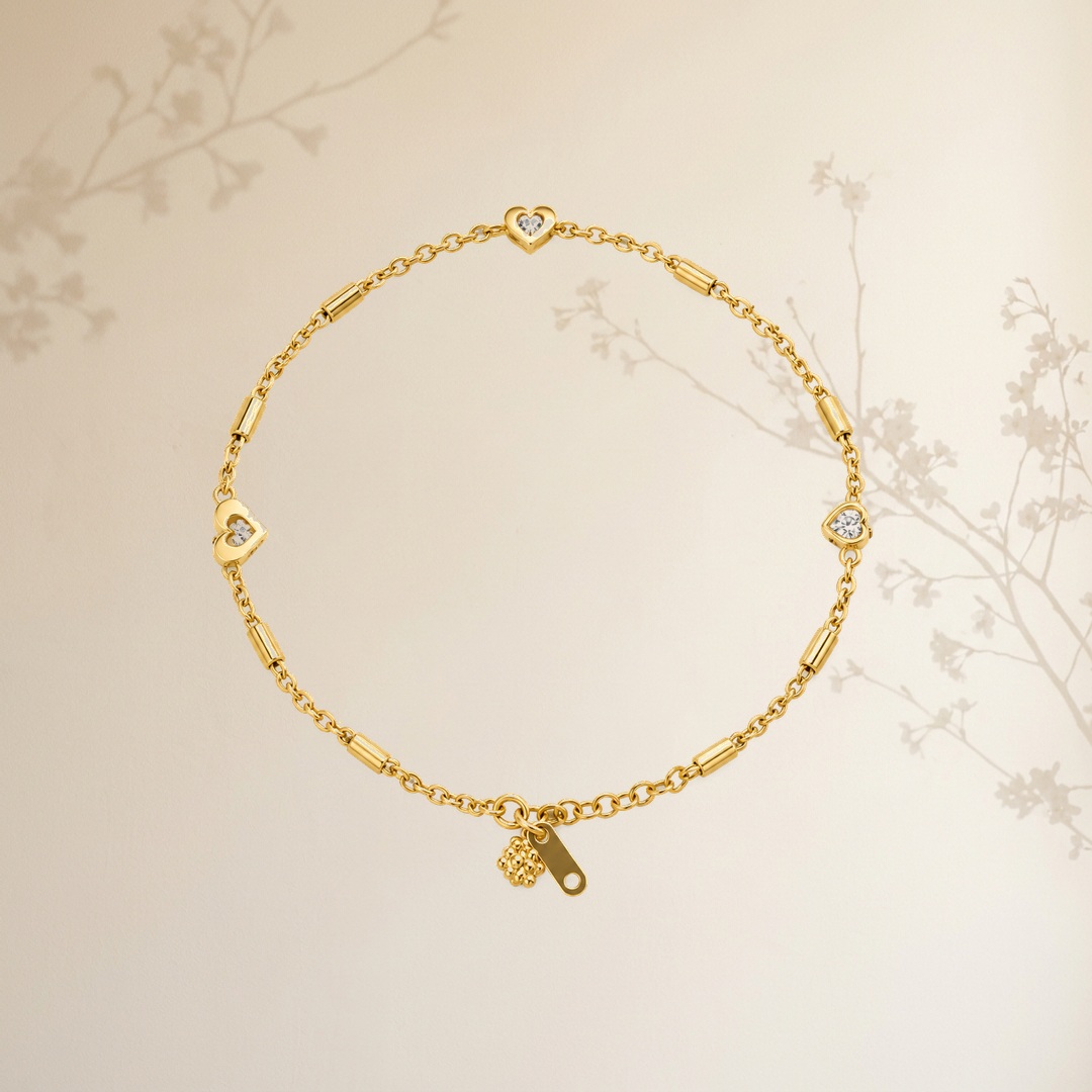 Pavé Crystal Heart Link Bracelet - View 1