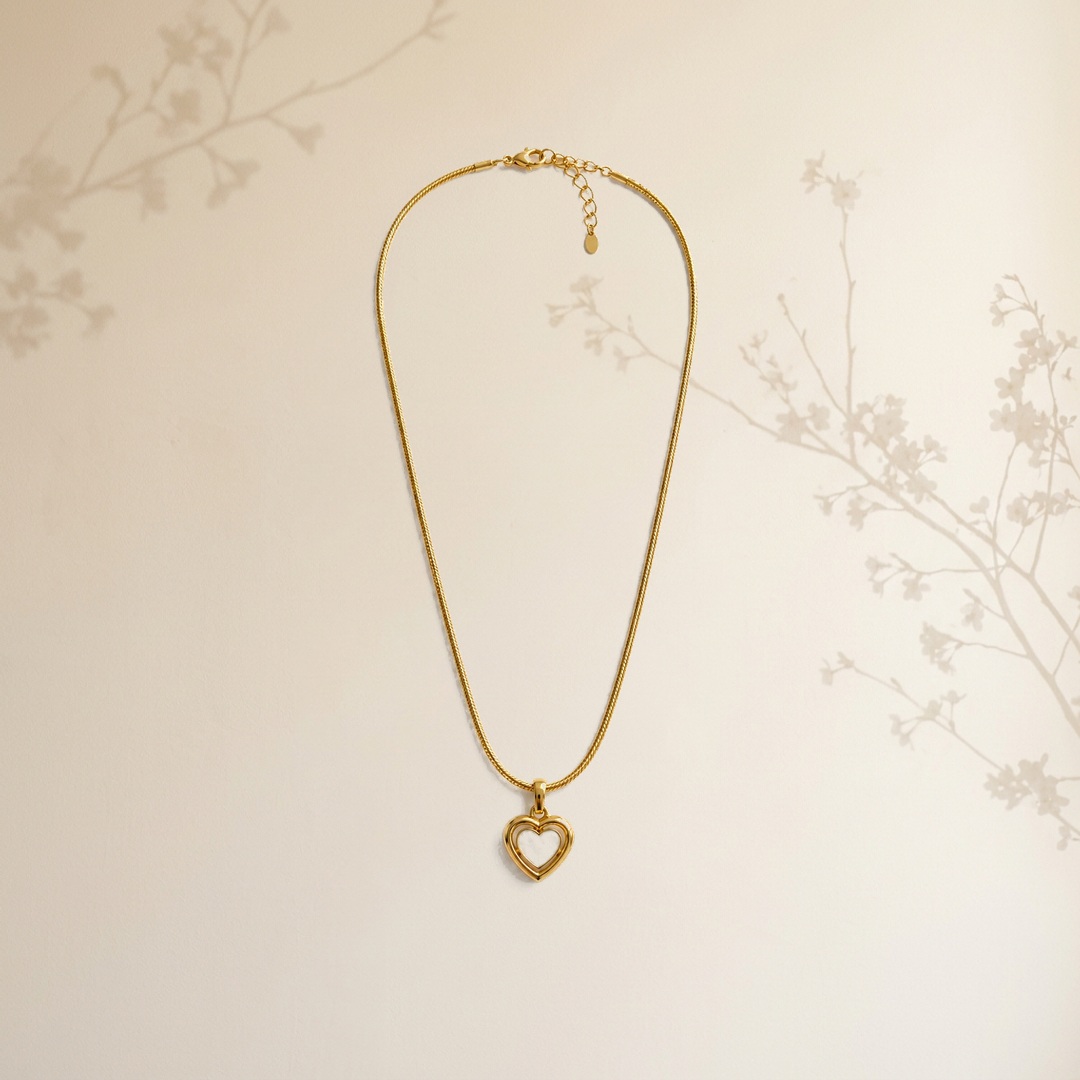 Mother of Pearl Heart Locket - View 1