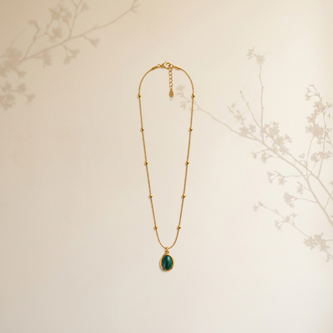 Regal Malachite Medallion Locket - View 1