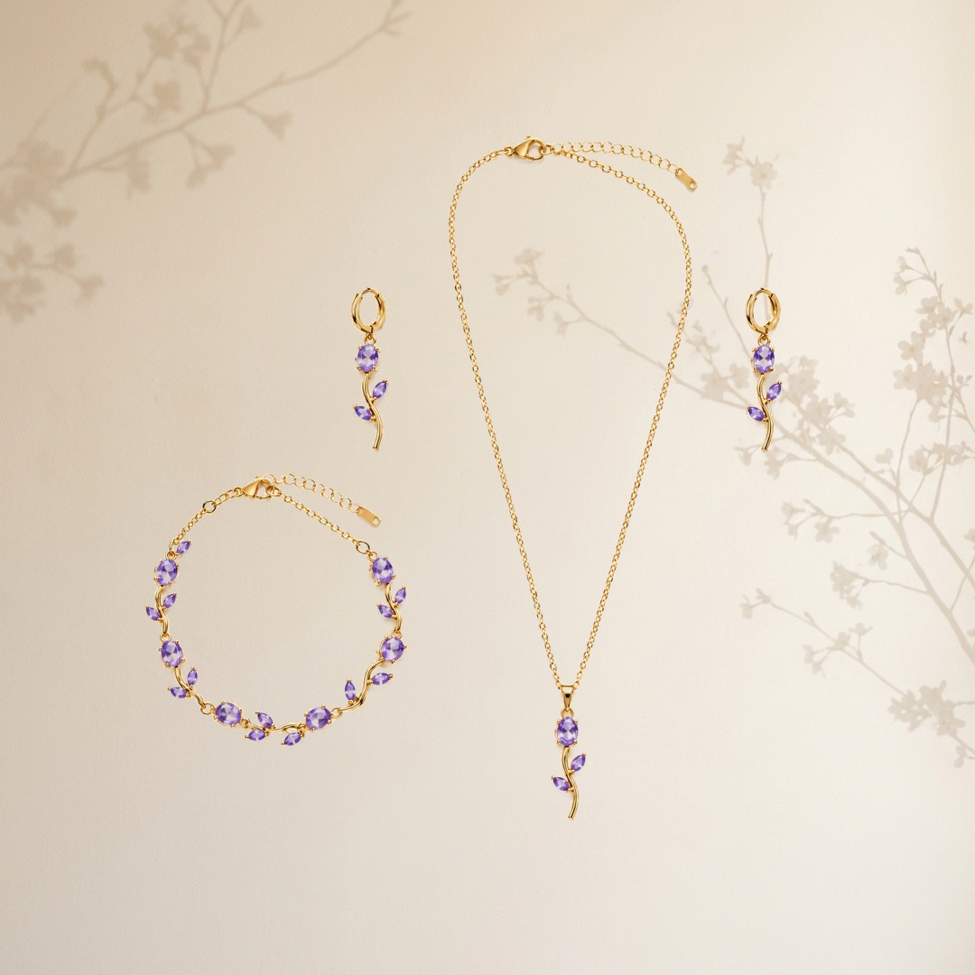 Rose & Vine Gala 3-Piece Suite (Amethyst Purple) - View 1